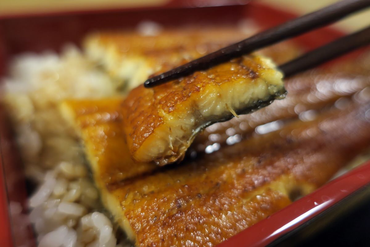 関西風うなぎの蒲焼きを食べる